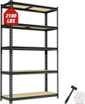 WORKPRO 2180LBS Garage Shelving Unit, Heavy Duty 5-Tier Adjustable Storage Shelf, Shelving Units and Storage for Kitchen, Basement or Pantry, 35.4”Wx15.7”Dx72”H, Black