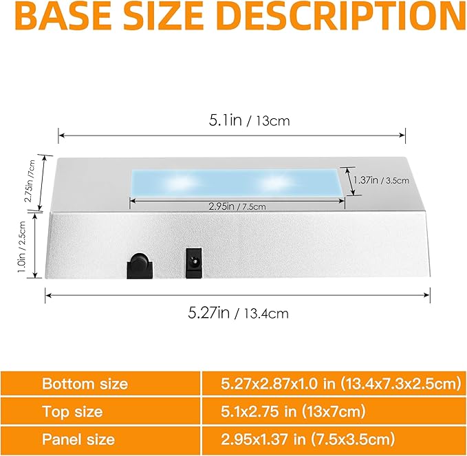 EUSTUMA LED Light Base Rectangle Display Stand In A Variety of Colors,Lighted Up Stand Color Changing Small LED for 3D Glass Crystal Art,Holiday Party Decoration. (Silver, Medium)