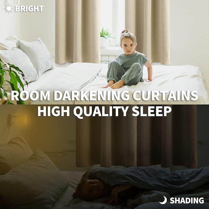 BGment Room Darkening Curtains for Bedroom - Grommet Thermal Insulated Window Treatments Light Blocking Curtains for Living Room, Set of 2 Panels, Each 46 x 54 Inch, Beige