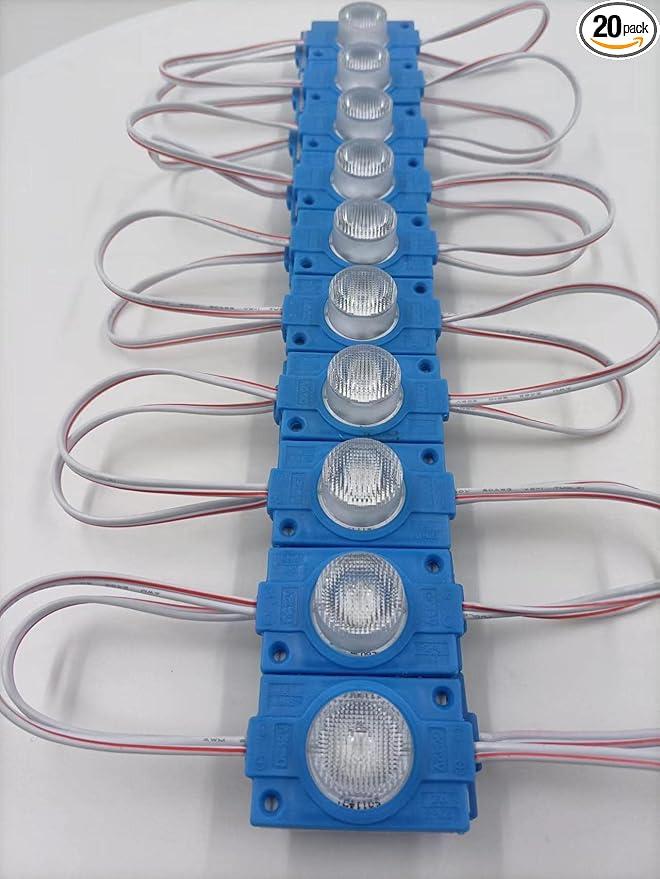 Blue 12V LED Module with Lens 2.0W for Light Box with Tape Adhesive Back (20pcs Pack)