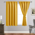 JIUZHEN Blackout Curtains for Bedroom - Thermal Insulated Room Darkening Noise Reducing, 52 x 54 Inch Length Curtains for Living Room, Set of 2 Panels with Tiebacks, Mustard Yellow