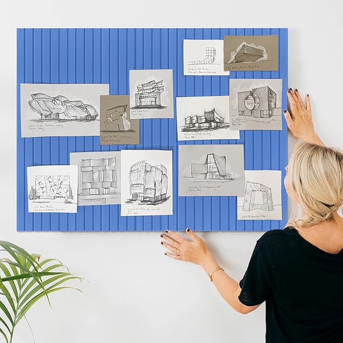 Large Felt Bulletin Board 35x47 Inch, 12pcs Peel and Stick Felt Wall Tiles Modern Push Pin Board for Wall Organization