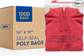 1000 Count - 16" x 19" Extra-Large Self Seal Poly Bags with Suffocation Warning, 1.5 Mil, Clear Polybags with Resealable Adhesive Strip for Shipping & Packaging Clothing, T Shirts & Sweaters. GPI