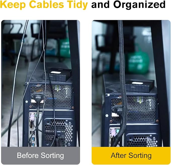 Cord Protectors from Pets No Chew, Ultra Durable Wire Protector Cord Covers for Pets, Flexible Cable Sleeve Cord Management for TV/Computer/Electric Wires/Phone Charging Cables (3/8"-10Feet)