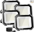4 Pack LED Flood Lights Outdoor, 100W 10000LM Super Bright Floodlight Outside Work Light with 5.9FT Plug, IP65 Waterproof 6000K Outdoor LED Flood Light for Garage, Yard, Lawn, Garden