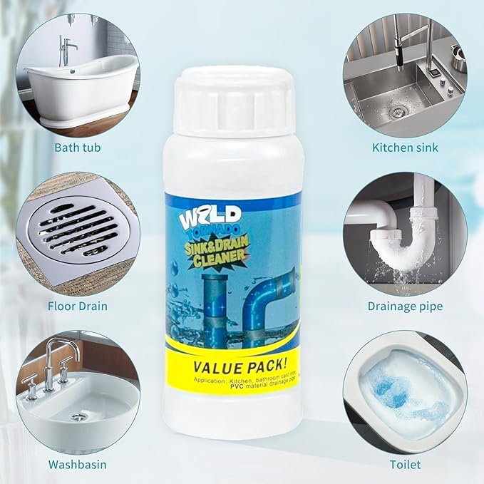 Wild Tornado Sink and Drain Cleaner,The Pipe Dredge Quick Unclog For Kitchen Toilet Sink Drain Quick Cleaning Tool.（3pcs）