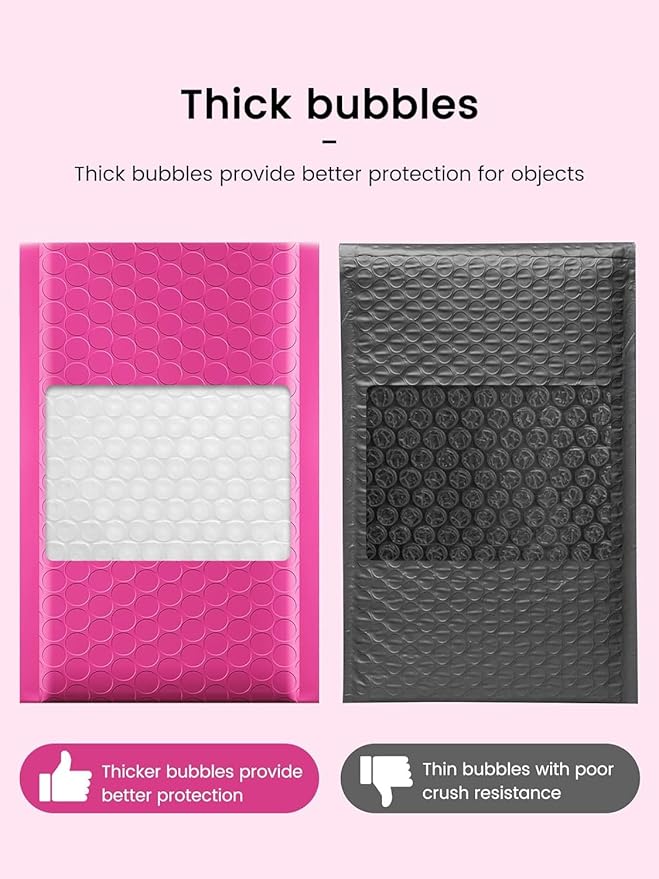 GSSUSA Pink Bubble Mailers 4x8 Inches 19200 Pack, Usable Size 4X7" Bubble Envelopes for Small Business, 1 Pallet Padded Envelope, Shipping Mailers, Packaging Bags, Mailing Envelopes, Shipping Supplies