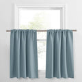 PONY DANCE Dusty Blue Window Curtains 36 inch Length, Thermal Insulated Blackout Kitchen Curtains for Small Window, Short Black Out Drapes for Cafe Bedroom(2 Panels Set, Uranian Blue, 42 inches Wide)