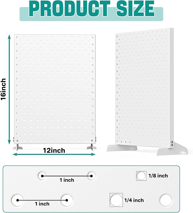 EVERHANGER Metal Pegboard Display Stand, Freestanding Tabletop Pegboard Display for Craft Shows & Fairs, 12"X16", 2pcs White