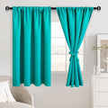 JIUZHEN Blackout Curtains - Thermal InsulatedSoundproof Energy Saving Light Blocking Short Curtain for Living Room,Bedroom, Set of 2 Panels with Tiebacks, 42 x 45 inches Long,Peacock Blue