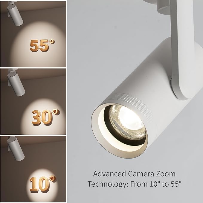 Aisilan 4 Pack LED Zoomable Ceiling Spotlight 12W Dimmable Adjustable Beam Angle 10-55° Swivelable Angle CRI 97 Matt Aluminum Accent Lamp for Corridor Mural Living Room Warm White 3000K