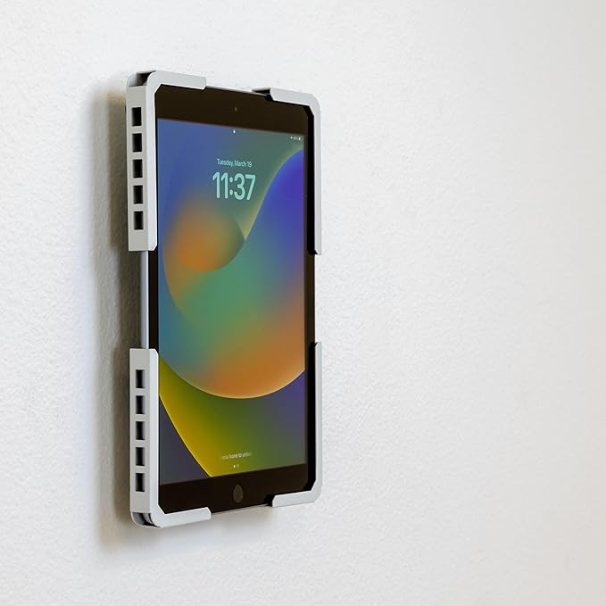 Mount-It! Universal Tablet Wall Mount, Anti-Theft iPad Mount, Enclosure Fits Tablets from 9.7" to 13" Screen Size, Flush Wall Mounting Kiosk, Durable Steel Design, White