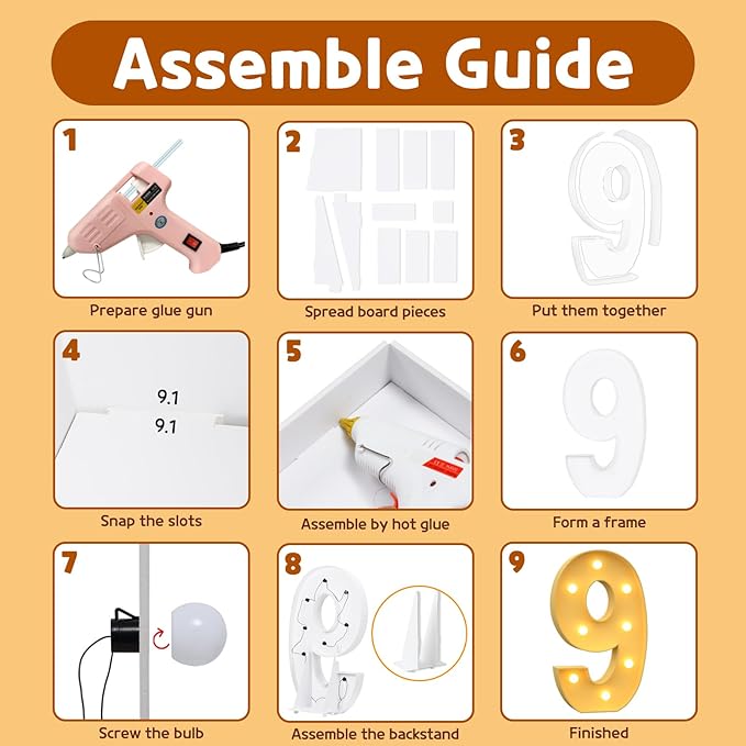 imprsv 3FT Light Up Letters, Marquee Numbers for 19th Birthday Decorations, Pre-Cut Foam Board Kit