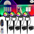 Christmas Spotlights Outdoor: RGBW LED Spot Light Plug in 120V Remote Control 16 Color Changing Landscape Spotlights for Yard Outside House Garden Lawn Path Tree Holiday Décor, 4 Pack (RGB+Warm White)