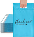 JinRuiKJ Poly Mailers with Handle 10x13 Inch 100 Pcs, Easy to Carry Packaging Bags for Small Business, Thank You Shipping Bags with Self Adhesive Strip, Tearproof and Waterproof - Blue
