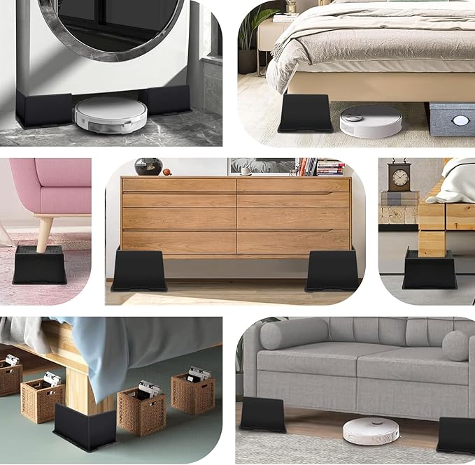 Bed Risers 6 Inch Heavy Duty,Oversized Couch Risers, Extra Wide Furniture Risers for Sofa Table Desk Headboard Chair Lifting,Rectangle Risering Blocks Support 6000 lbs(6 Pack Black)