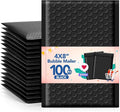 GSSSUSA Bubble Mailers 4x8 Inch 100 Pack Padded Envelopes Usable Size 4x7 Inch Shipping Envelopes Self Seal Small Packaging Shipping Bags for Mailing Jewelry, Small Business, Black
