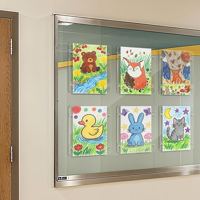 NIUBEE Acrylic Window Sign Holder with Suction Cups 8.5 X 11, Clear Acrylic Frames Glass Door Mount, Displaying Artworks, Menus, for Office, School Hallway, Home, Restaurant (12 Pack)
