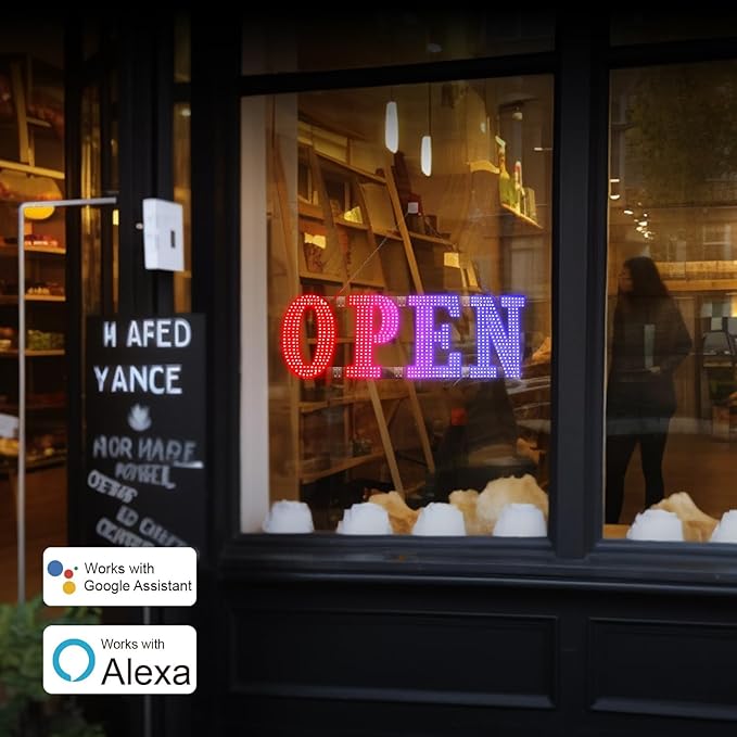 48"x16" Large LED Open Signs for Business with Smart APP & Remote Control, Adjust Brightness/Color/Timer Function, Ultra Bright Open Sign for Window Storefront Bar Restaurant (Multicolor)