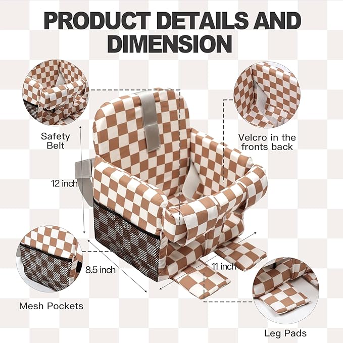 Padded Shopping Cart Cover for Baby Boy & Girl, High Chair Cover for Restaurant Seat, Machine Washable Infant Toddler Buggy Seat Cover (Checkered)