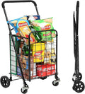 Siffler Grocery Shopping Cart with 360° Swivel Wheels Folding Utility Cart with Easily Collapsible Cart with Extended Foam Cover, Trolley for Laundry, Groceries, Travel (Black, Small)
