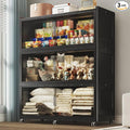 150 Gallon Extra Large Collapsible Storage Bin with Lid, 960QT Stackable Plastic Organizer with 6x Wheels, Foldable Drawer Cabinet for Closet, Living Room Office, Kitchen 3Pack, Black