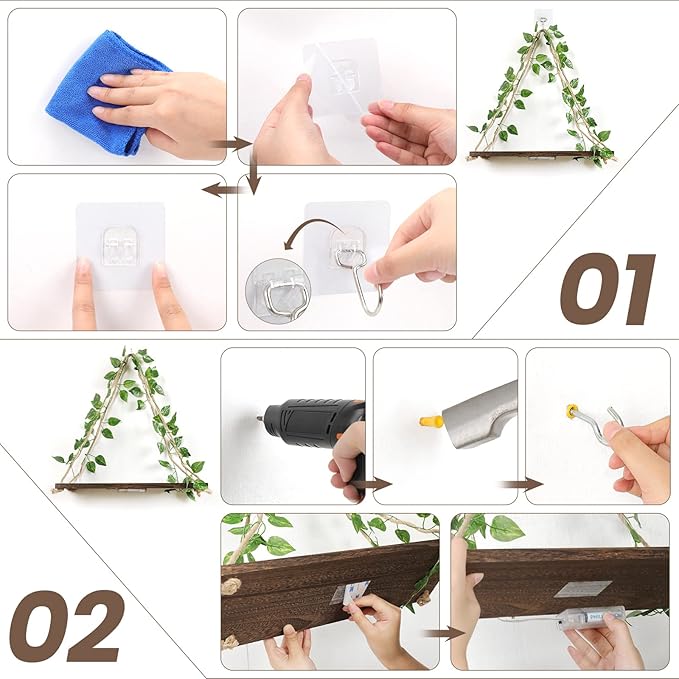 Floating Shelves for Wall,Plant Wall Decor,Hanging Shelf,Cottage Core Decor,Room Decor Aesthetic,Trinket Shelf,Hanging Shelves,Floating Shelves for No Drilling,Two-Piece Set
