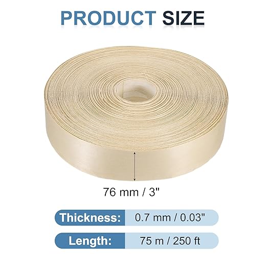 PATIKIL Birch Edge Banding, 3 Inch x 250 ft Wood Veneer Tape Pre-glued Flexible Plywood Edge Banding with Hot Melt Adhesive for Furniture Restoration