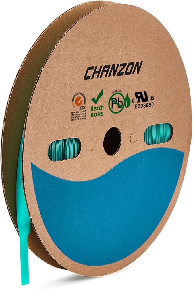 Chanzon 2:1 Ratio 80ft Roll of 9/16" (14mm) Green Heat Shrink Tubing Glue Inside Waterproof Polyolefin Wrap 1pcs