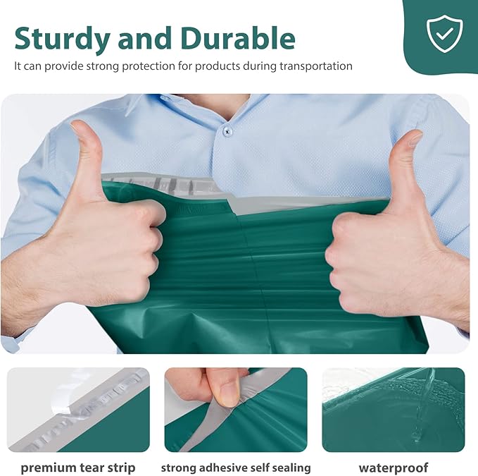 Fuxury Large Poly Mailers 19x24" 500 Pcs, Bulk Shipping Bags for Clothing, Strong Adhesive Shipping Envelopes for Small Business Suppliers,Waterproof Mailers Poly Bags Mailing Envelopes Forest Green