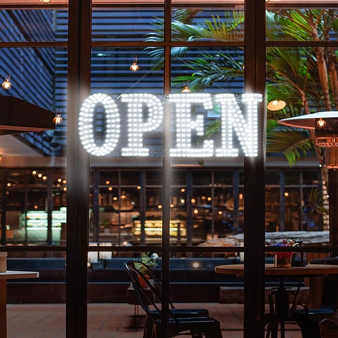 40"x14" Extra Large LED Open Signs for Business with Remote Controlled, 10 Levels Brightness Adjustable Unique Design Super Bright with Chain, High Visibility for Stores Bar Hotel Retail Shop Salon