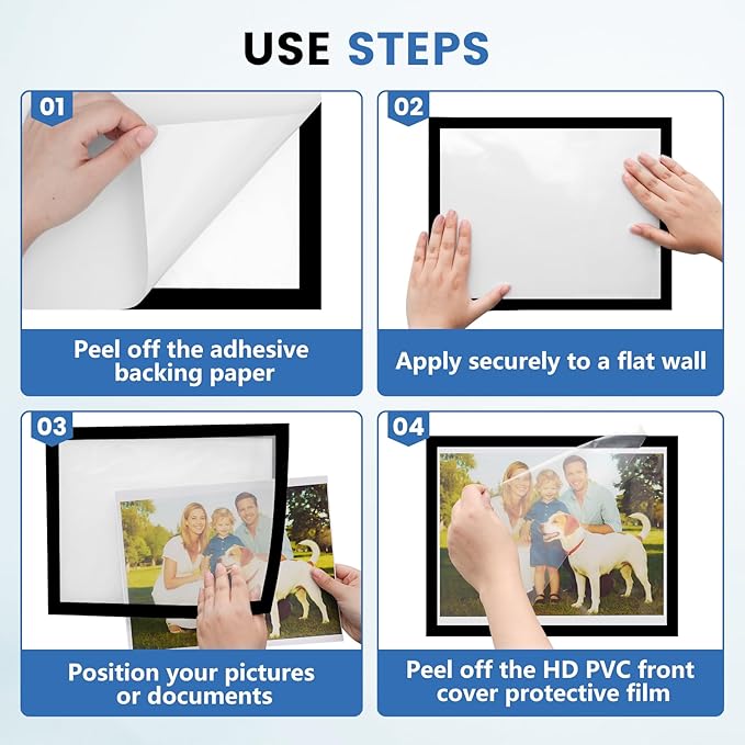 25 Pack Magnetic Sign Holder, 8.5in x 11in Self Adhesive Wall Mount Magnetic Document Holder, Magnetism Border Sign Holder with Transparent PVC Front Cover