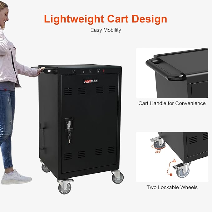 Laptop Charging Cart,35 Devices Tablet Storage Carts for pad Up to 16.3" Screen Size, Classroom Computer Mobile Charging Station for Pads, Chromebooks,Laptops, Security Storage(31+4 Bay-Black)