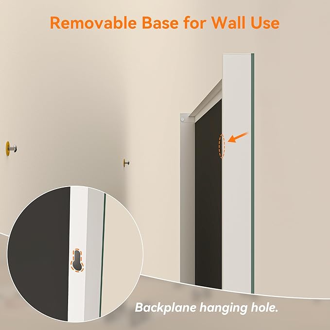Hasipu Home Gym Mirror 360° Swivel on Wheels, 74.8" x 35.4" Extra Large Full Body Rolling Mirror for Yoga Studio, Bedroom, Dancing Studio, White
