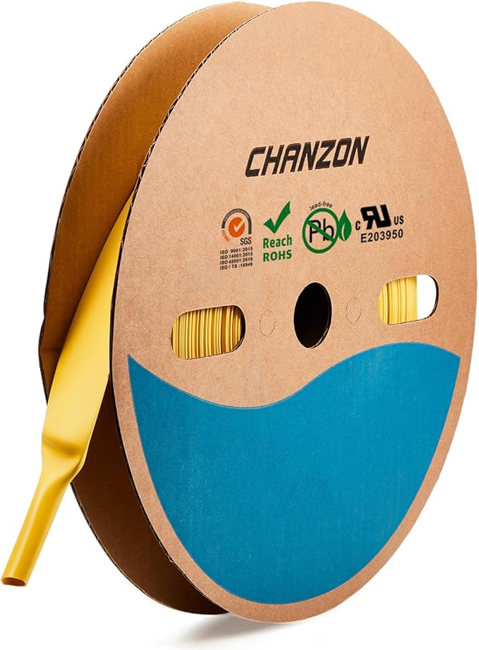 Chanzon 5/8" (16mm) Diameter Yellow Heat Shrink Tubing - 2:1 Ratio - 80ft Roll with Adhesive for Shrink Tube Protection 1pcs