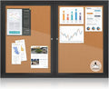 Enclosed Bulletin Board Outdoor Noticeboard with Locking Door, Weather-Resistant, Cork, Black Aluminum Frame, 48 x 34 in