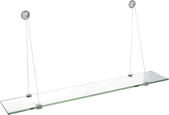 Spancraft Glass CR-8x42-Brushed Steel Crane Glass Shelf, Brushed Steel, 8" x 42"