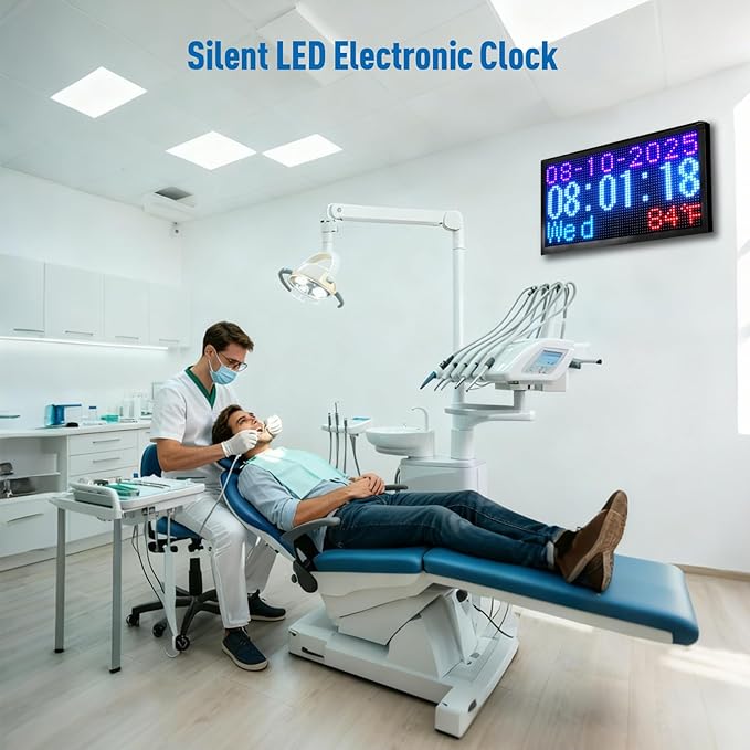 Commercial LED Open Closed Sign, 16.5x 9 inch Calendar & Temperature Display, Auto ON/OFF Timer, Waterproof for Outdoor, Ideal for Store Front, Shop Window, Glass Door, Retail, Bar, Salon, Cafe Business