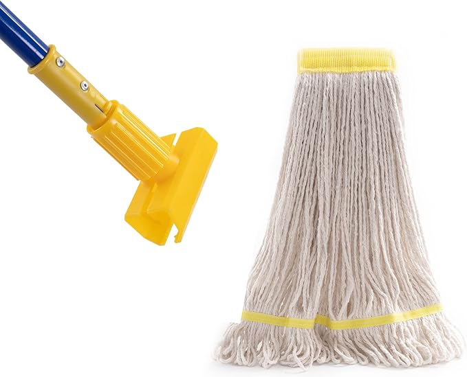 Matthew Cleaning Commercial Quick-Change Iron Mop Handle for Floor Cleaning Heavy Duty Mop Stick Replacement 60inch Jaw Clamp-Style Wet Mop Handle 12 Packs