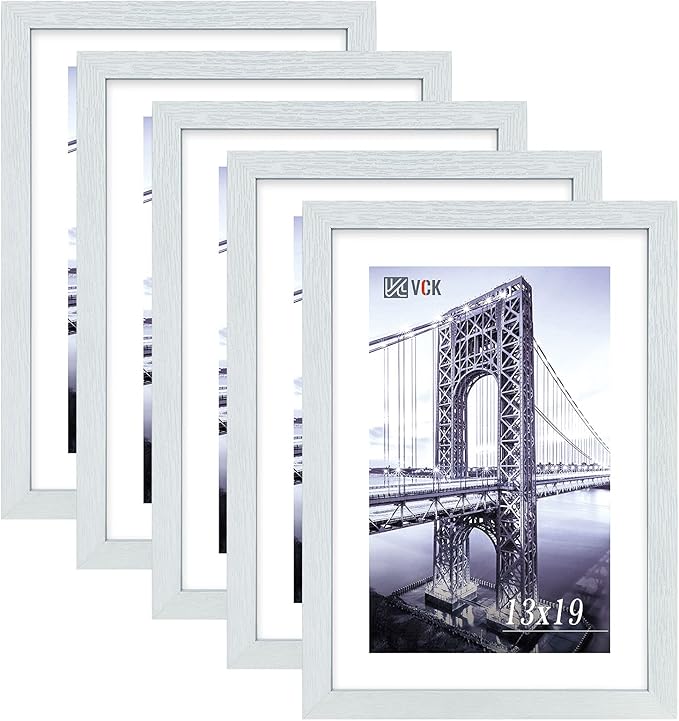 VCK 13 by 19 Poster Frame in White with Polished Plexiglass Set of 5 Horizontal and Vertical Formats with Included Hanging Hardware