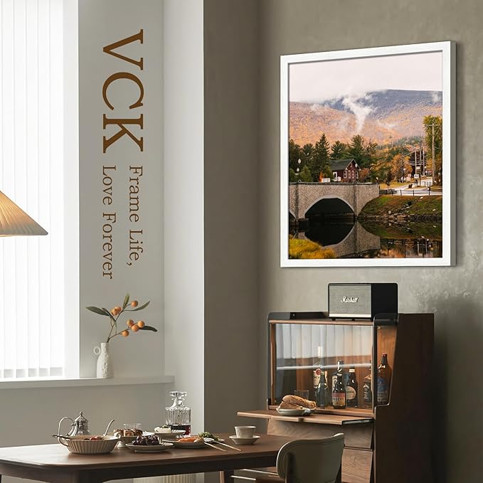 VCK 24x30 Poster Frame Set of 5 - White, Textured Exclusive Solid Wood Picture Frames with Polished Plexiglass, Wall Hanging