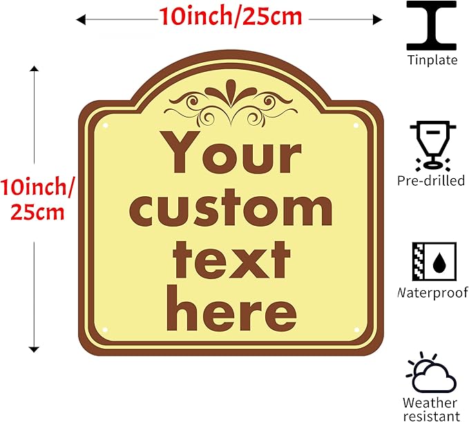 Custom Weatherproof Sign, Aluminum, 10*10 Inch, Indoor & Outdoor, Office, Home, Business, Delivery