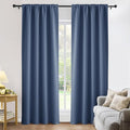 PONY DANCE Blackout Curtains for Bedroom 90 inches Long 2 Panels Set, Thermal Insulated Rod Pocket Black Out Window Drapes, Noise Reducing Window Treatment for Living Room(W52 x L90 inch, Blue Haze)