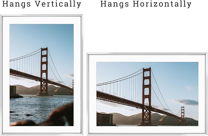 Frametory, 13x19 Metal Picture Frame with Mat for 11x17 Picture & Real Glass, Aluminum Photo Frame Collection (Silver, 2 Pack)