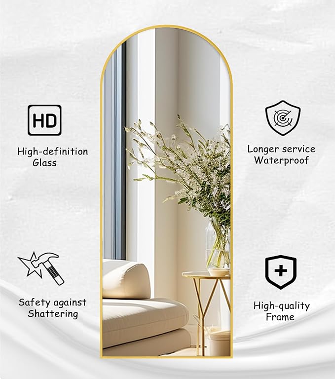 Large 71"x30" Arched Full Length Mirror, Gold Mirrors Full Length Floor Mirror Standing for Bedroom, Living Room, Wall Mounted & Full Body Mirror Hanging or Leaning(Gold)