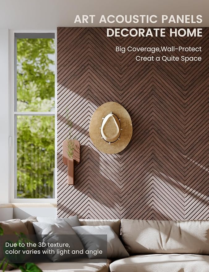 Large Felt Bulletin Board,Cork Board Alternative 70.87'' x 47.24'' Art Acoustical Wall Panels-6 Pack with 60 Adhesive Tabs,for Recording Studio/Home Offices-Walnut/Pyramid