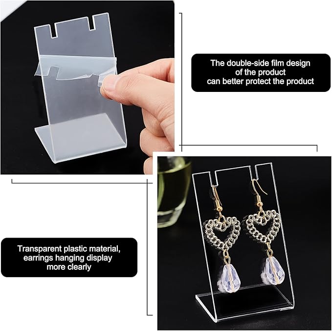 PH PandaHall 10pcs Acrylic Earring Holder Single Pair L-Shape Jewelry Displays Stand Earring Organizer for Jewelry Dangling Slant Back Display Props Show Retail Store Marketing 1.3x1.7x3 Inch