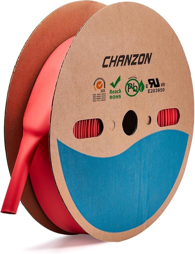 Chanzon 2:1 Ratio - 80Ft Roll - 1-3/16" (30mm) Heat Shrink Tubing 2:1(25M Total Length) Red Polyolefin Sleeving Wrap Shrinking 2 to 1 1pcs