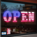 41'' x 15" Large Open Signs for Business, Super Bright LED Open Closed Sign with Hanging Installation, Light Up Sign for Bar Store Restaurant Office Hotel Salon USA Flag