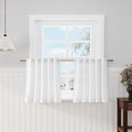 Nanspring White Small Linen Textured Curtains 24 Inch Length Light Filtering Semi Sheer Short Curtains Back Tab Rod Pocket Boho Kitchen Tier Window Curtain for Bathroom Basement Camper 26x24 Inches